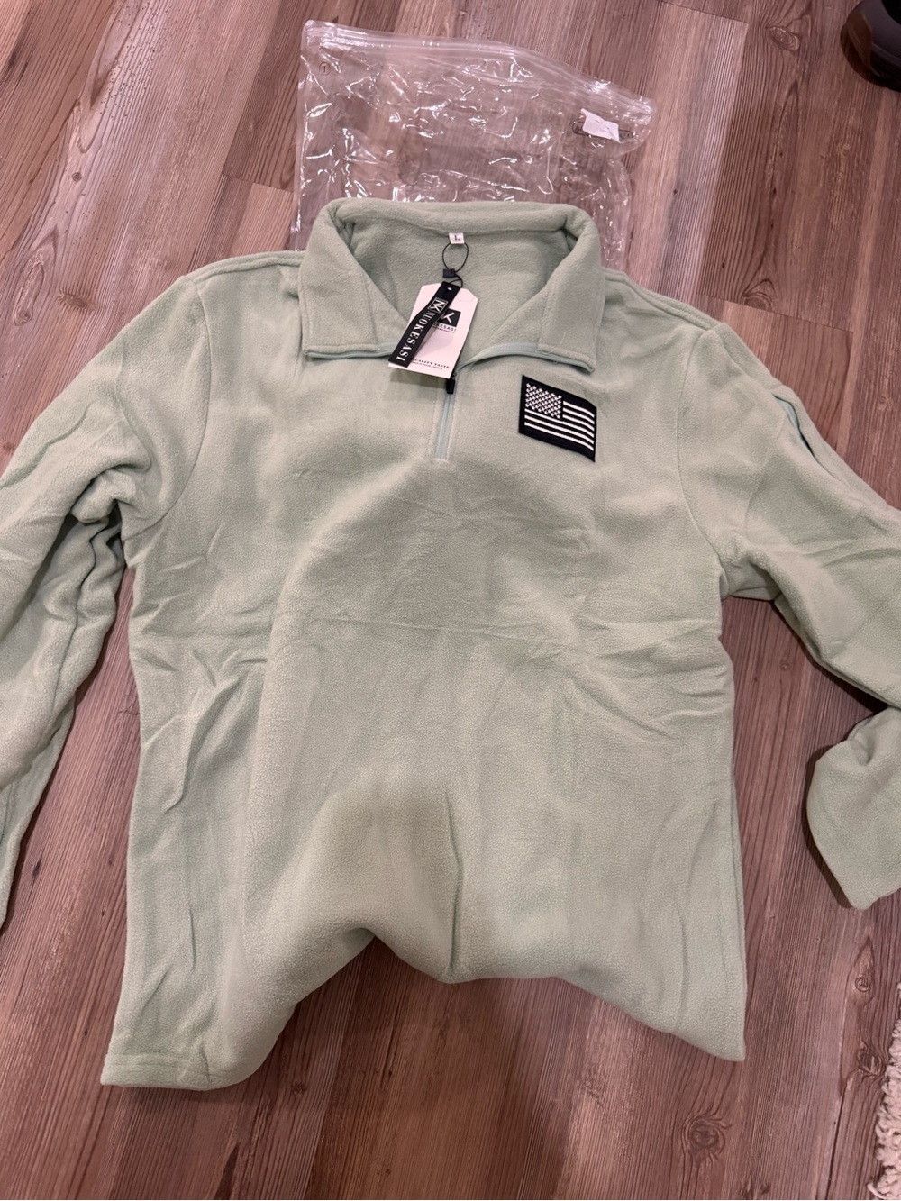 Amazon Men's Light Mint Quarter-Zip Fleece Pullover